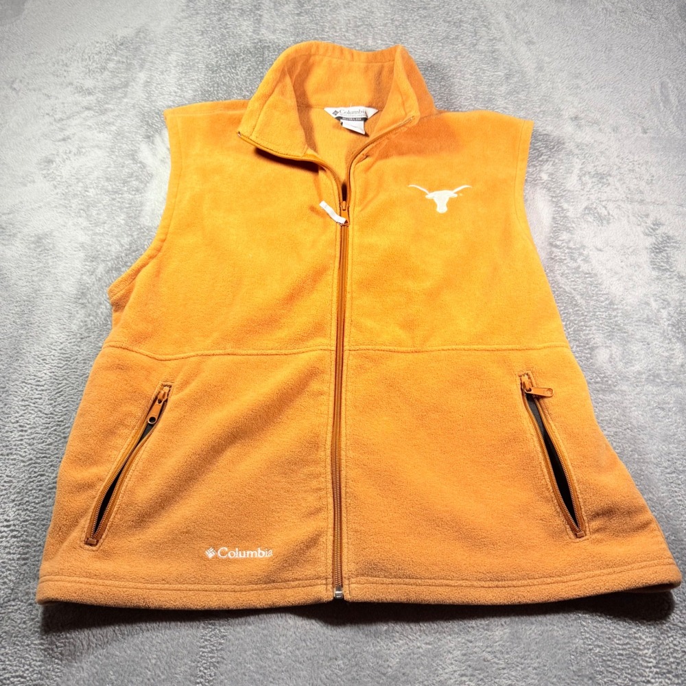 Columbia Mens Texas Longhorns Fleece‎ Vest XL Burnt Orange Full Zip 205 XM 1211